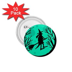 Halloween Witch - Cyan Moon 1 75  Buttons (10 Pack) by Valentinaart