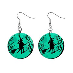 Halloween Witch - Cyan Moon Mini Button Earrings by Valentinaart