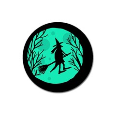 Halloween Witch - Cyan Moon Magnet 3  (round) by Valentinaart