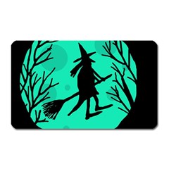 Halloween Witch - Cyan Moon Magnet (rectangular) by Valentinaart