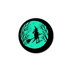 Halloween Witch - Cyan Moon Golf Ball Marker