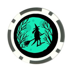 Halloween Witch - Cyan Moon Poker Chip Card Guards