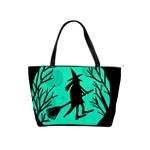 Halloween witch - cyan moon Shoulder Handbags Front