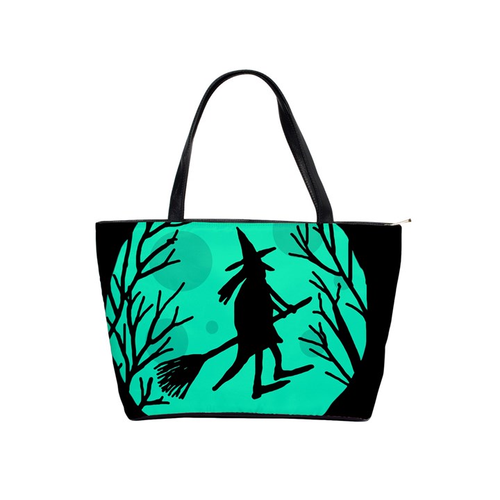 Halloween witch - cyan moon Shoulder Handbags