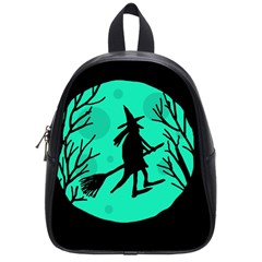 Halloween Witch - Cyan Moon School Bags (small)  by Valentinaart