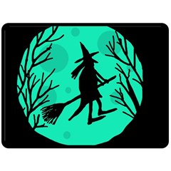 Halloween Witch - Cyan Moon Fleece Blanket (large) 