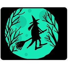 Halloween Witch - Cyan Moon Fleece Blanket (medium) 