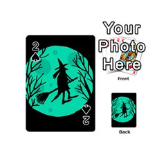 Halloween Witch - Cyan Moon Playing Cards 54 (mini)  by Valentinaart