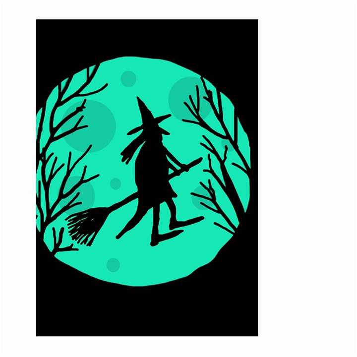 Halloween witch - cyan moon Large Garden Flag (Two Sides)