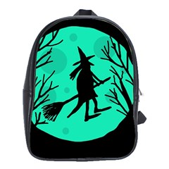 Halloween Witch - Cyan Moon School Bags (xl)  by Valentinaart