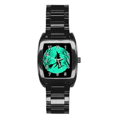 Halloween Witch - Cyan Moon Stainless Steel Barrel Watch