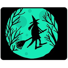 Halloween Witch - Cyan Moon Double Sided Fleece Blanket (medium) 