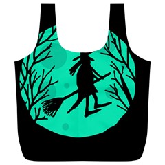 Halloween Witch - Cyan Moon Full Print Recycle Bags (l) 