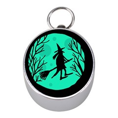 Halloween Witch - Cyan Moon Mini Silver Compasses