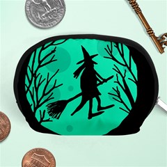 Halloween Witch - Cyan Moon Accessory Pouches (medium)  by Valentinaart