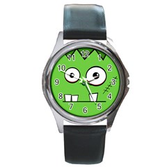 Halloween Frankenstein - green Round Metal Watch