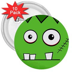 Halloween Frankenstein - Green 3  Buttons (10 Pack)  by Valentinaart