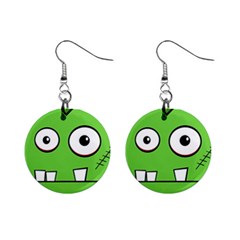 Halloween Frankenstein - Green Mini Button Earrings by Valentinaart