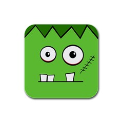 Halloween Frankenstein - green Rubber Square Coaster (4 pack) 