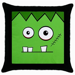 Halloween Frankenstein - green Throw Pillow Case (Black)