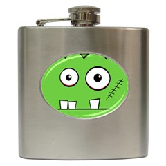 Halloween Frankenstein - green Hip Flask (6 oz)