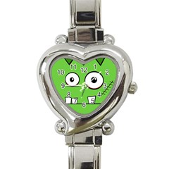 Halloween Frankenstein - green Heart Italian Charm Watch