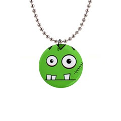 Halloween Frankenstein - Green Button Necklaces by Valentinaart