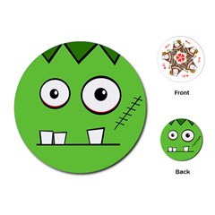 Halloween Frankenstein - green Playing Cards (Round) 