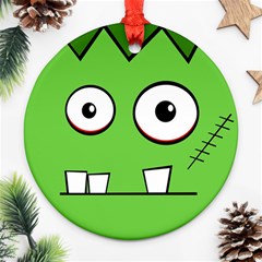 Halloween Frankenstein - green Round Ornament (Two Sides) 