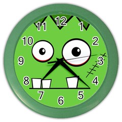 Halloween Frankenstein - green Color Wall Clocks