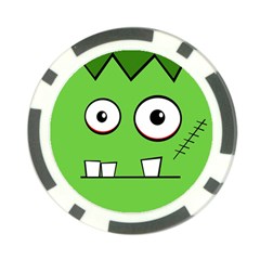 Halloween Frankenstein - green Poker Chip Card Guards