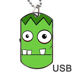 Halloween Frankenstein - Green Dog Tag Usb Flash (two Sides) 