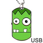 Halloween Frankenstein - green Dog Tag USB Flash (Two Sides)  Front