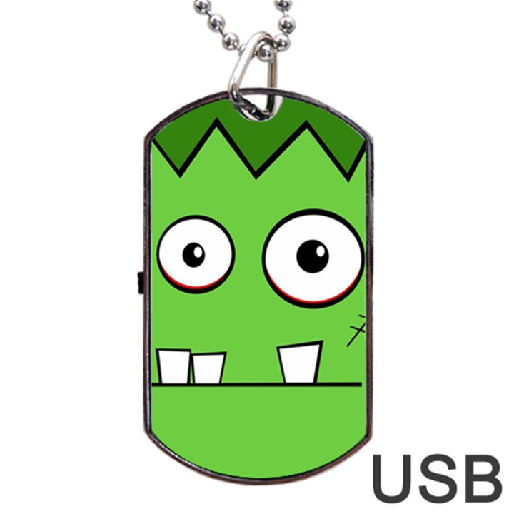 Halloween Frankenstein - green Dog Tag USB Flash (Two Sides) 