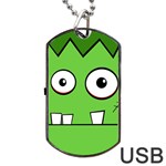 Halloween Frankenstein - green Dog Tag USB Flash (Two Sides)  Back