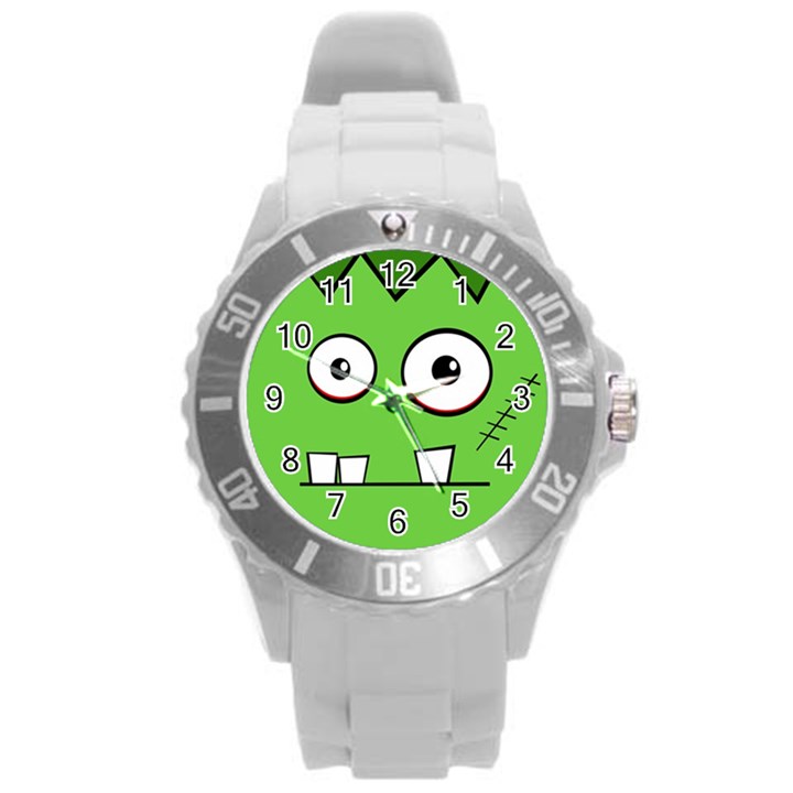 Halloween Frankenstein - green Round Plastic Sport Watch (L)