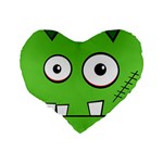 Halloween Frankenstein - green Standard 16  Premium Heart Shape Cushions Back