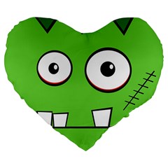 Halloween Frankenstein - green Large 19  Premium Heart Shape Cushions