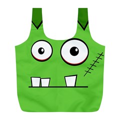 Halloween Frankenstein - green Full Print Recycle Bags (L) 