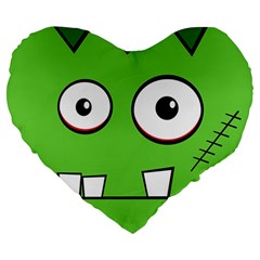 Halloween Frankenstein - green Large 19  Premium Flano Heart Shape Cushions