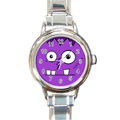 Halloween Frankenstein - Purple Round Italian Charm Watch by Valentinaart