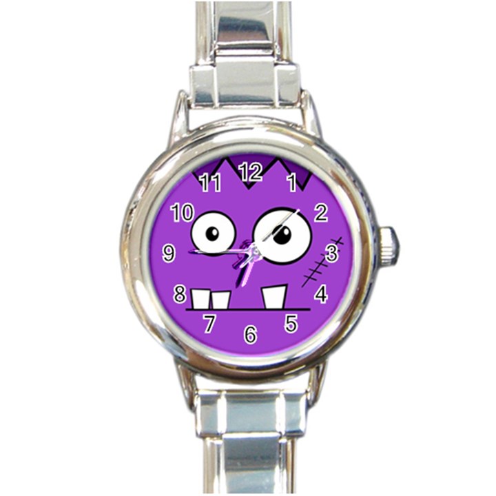 Halloween Frankenstein - Purple Round Italian Charm Watch