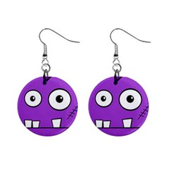 Halloween Frankenstein - Purple Mini Button Earrings by Valentinaart