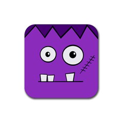 Halloween Frankenstein - Purple Rubber Coaster (square)  by Valentinaart