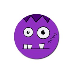 Halloween Frankenstein - Purple Rubber Round Coaster (4 Pack)  by Valentinaart