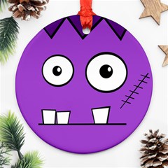 Halloween Frankenstein - Purple Round Ornament (two Sides) 