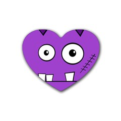 Halloween Frankenstein - Purple Rubber Coaster (heart)  by Valentinaart