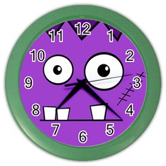 Halloween Frankenstein - Purple Color Wall Clocks by Valentinaart