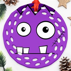 Halloween Frankenstein - Purple Ornament (round Filigree) 