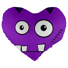 Halloween Frankenstein - Purple Large 19  Premium Heart Shape Cushions